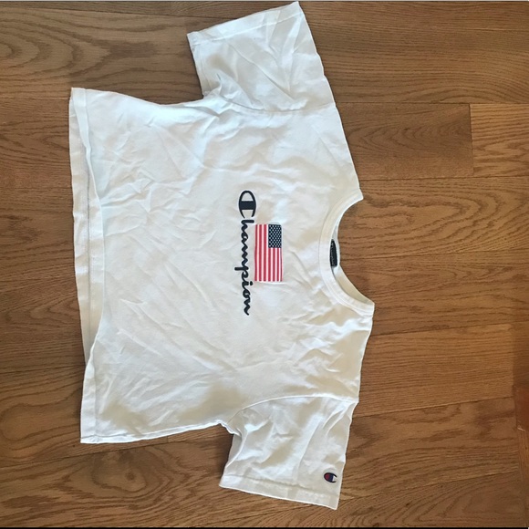 RARE cropped champion American flag shirt - Picture 2 of 2
